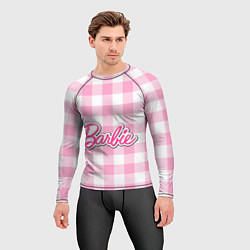 Рашгард мужской Барби лого розовая клетка, цвет: 3D-принт — фото 2
