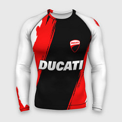 Рашгард мужской Ducati moto - красные полосы, цвет: 3D-принт