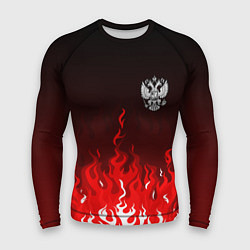 Рашгард мужской Герб РФ - красное пламя, цвет: 3D-принт