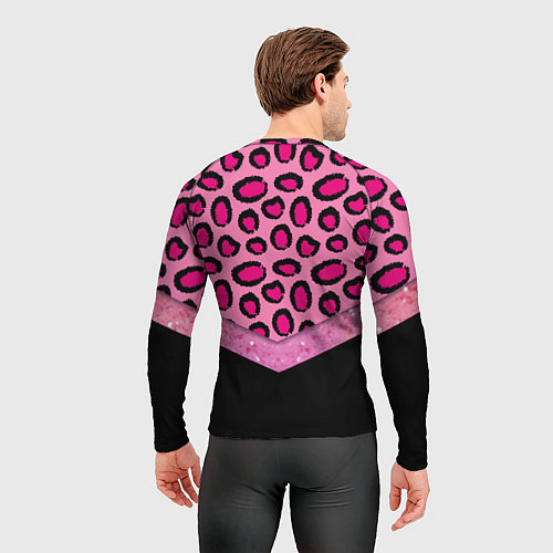 Мужской рашгард Розовый леопард и блестки принт / 3D-принт – фото 4