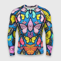 Рашгард мужской Зеркальный паттерн из бабочек - мода, цвет: 3D-принт