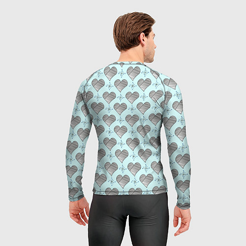 Мужской рашгард Сердечко черно - белое и снежинка / 3D-принт – фото 4