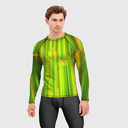 Рашгард мужской Зеленые неоновые полосы, цвет: 3D-принт — фото 2