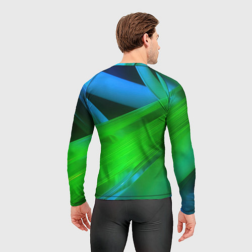 Мужской рашгард Blue green abstract / 3D-принт – фото 4