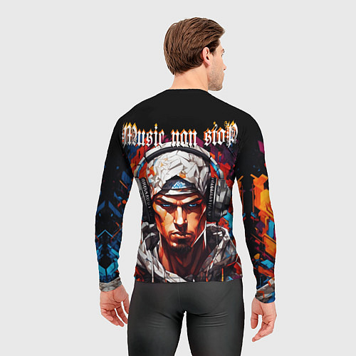 Мужской рашгард Граффити парень в наушниках music non stop / 3D-принт – фото 4