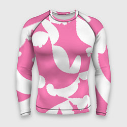 Рашгард мужской Бело-розовая абстрактная композиция, цвет: 3D-принт
