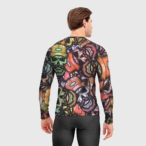 Мужской рашгард Череп с бородой в кепке паттерн / 3D-принт – фото 4