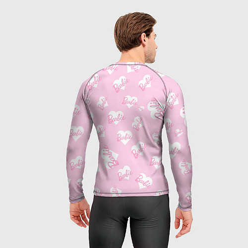 Мужской рашгард Барби: белые сердца на розовом паттерн / 3D-принт – фото 4