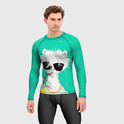 Рашгард мужской Лама - альпака на чиле, цвет: 3D-принт — фото 2