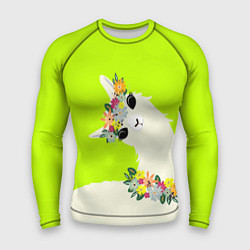 Рашгард мужской Летняя лама - альпака в венке, цвет: 3D-принт