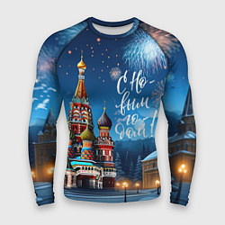 Рашгард мужской Москва новогодняя, цвет: 3D-принт