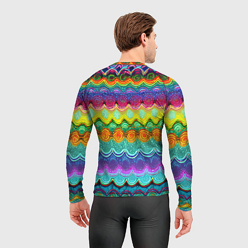 Мужской рашгард Разноцветные волнистые узоры / 3D-принт – фото 4