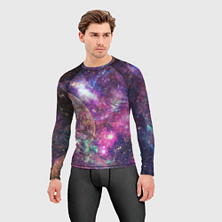 Рашгард мужской Пурпурные космические туманности со звездами, цвет: 3D-принт — фото 2