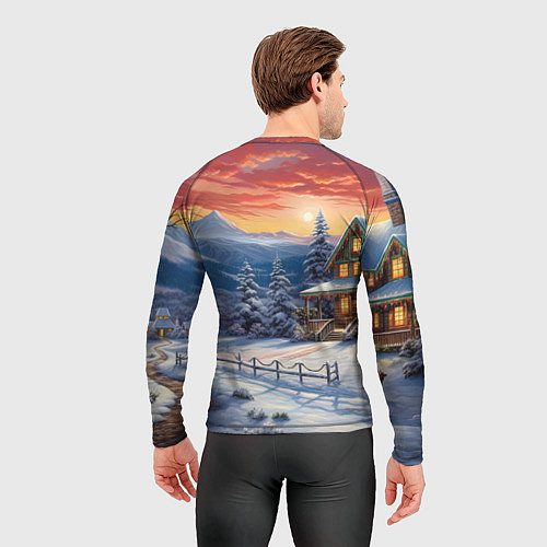 Мужской рашгард Зимний праздник в сказочном городке / 3D-принт – фото 4