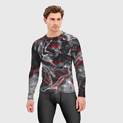 Рашгард мужской Красные узоры, цвет: 3D-принт — фото 2