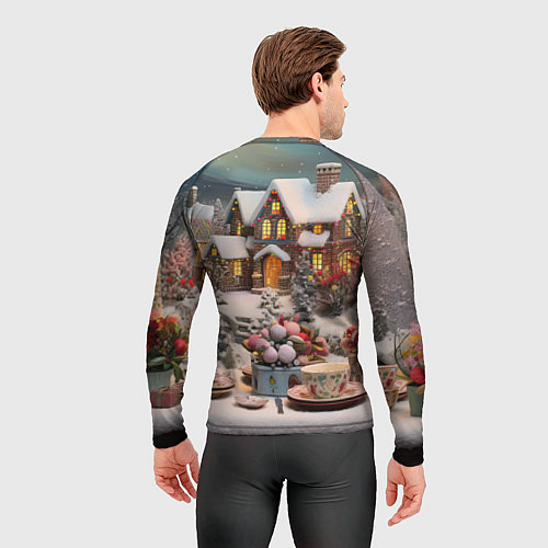 Мужской рашгард Объемные новогодние домики / 3D-принт – фото 4