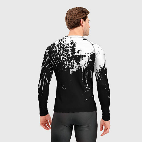 Мужской рашгард Черно-белый гранж текстуры дерева / 3D-принт – фото 4