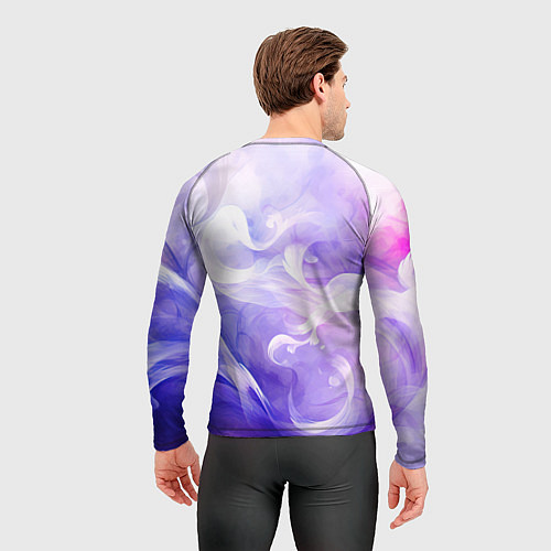 Мужской рашгард Белые узоры на абстрактном фиолетовом фоне / 3D-принт – фото 4