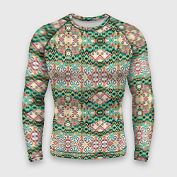 Мужской рашгард Орнамент зеленый мелкий икат