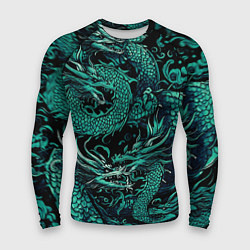 Рашгард мужской Дракон бирюзового цвета, цвет: 3D-принт