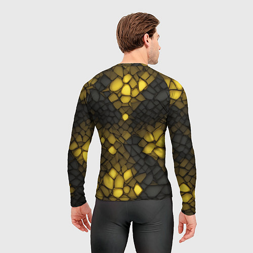 Мужской рашгард Жёлтый трескающийся камень / 3D-принт – фото 4