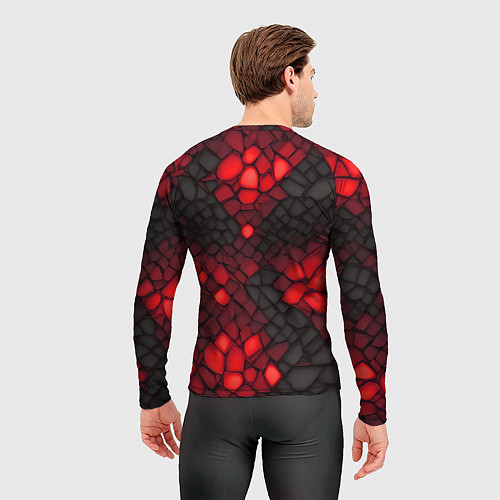 Мужской рашгард Красный трескающийся камень / 3D-принт – фото 4
