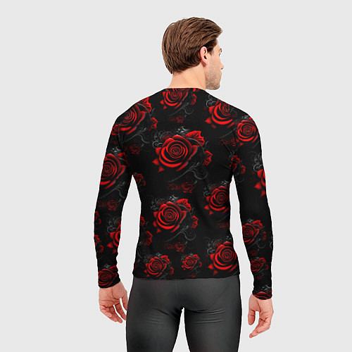 Мужской рашгард Красные розы цветы / 3D-принт – фото 4