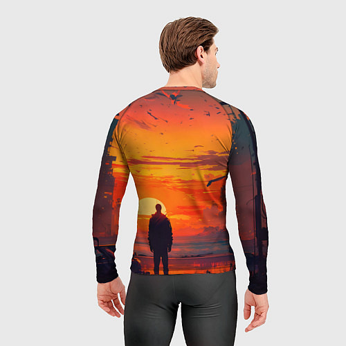 Мужской рашгард Закат в пустынном городе / 3D-принт – фото 4