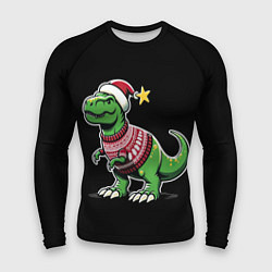 Рашгард мужской Динозавр в рождественнском свитере, цвет: 3D-принт