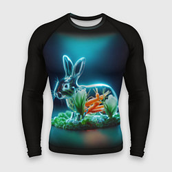 Рашгард мужской Прозрачный стеклянный кролик с овощами, цвет: 3D-принт
