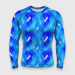 Рашгард мужской Синее пиксельное полотно, цвет: 3D-принт