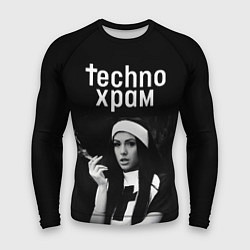 Мужской рашгард Techno храм монашка с сигаретой