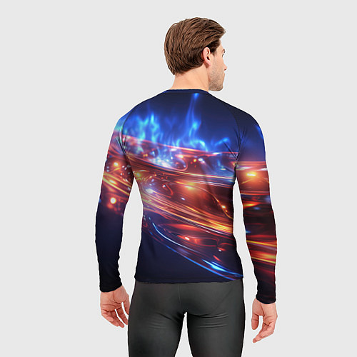 Мужской рашгард Оранжевая полоса в движении / 3D-принт – фото 4