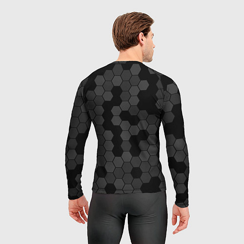 Мужской рашгард Камуфляж гексагон черный / 3D-принт – фото 4