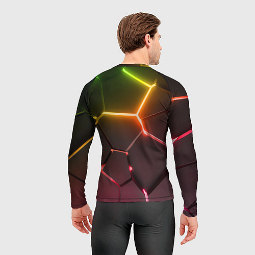 Мужской рашгард GTA 6 лого на фоне разлома радужных плит / 3D-принт – фото 4