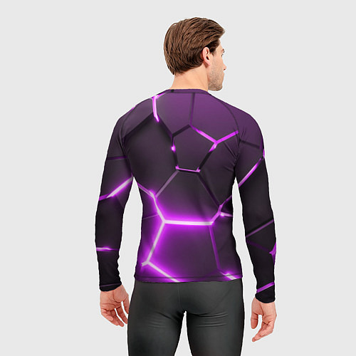 Мужской рашгард GTA 6 лого на фоне разлома фиолетовых плит / 3D-принт – фото 4