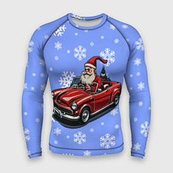 Рашгард мужской Дед Мороз едет на машине, цвет: 3D-принт
