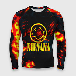 Рашгард мужской Nirvana rock огненное лого лава, цвет: 3D-принт
