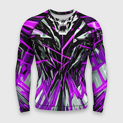 Рашгард мужской Череп и фиолетовые полосы, цвет: 3D-принт