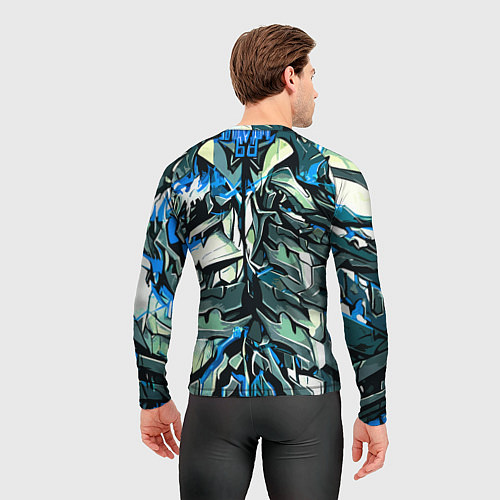 Мужской рашгард Синий камень на чёрном фоне / 3D-принт – фото 4