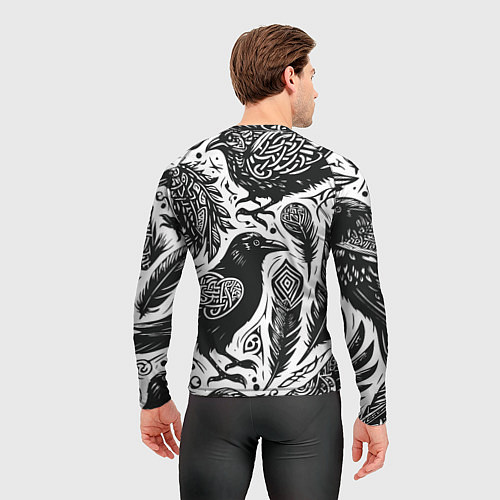 Мужской рашгард Черные вороны руны паттерн / 3D-принт – фото 4