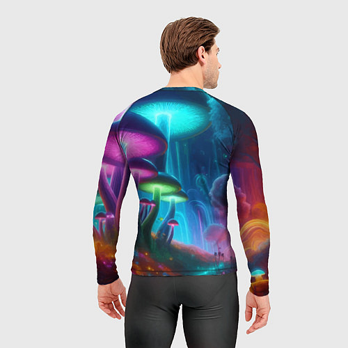 Мужской рашгард Планета цветных неоновых грибов / 3D-принт – фото 4