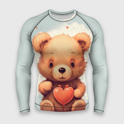 Рашгард мужской Медвежонок с сердечком 14 февраля, цвет: 3D-принт