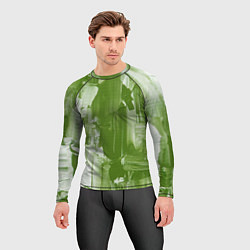 Рашгард мужской Текстура белой и зелёной краски, цвет: 3D-принт — фото 2