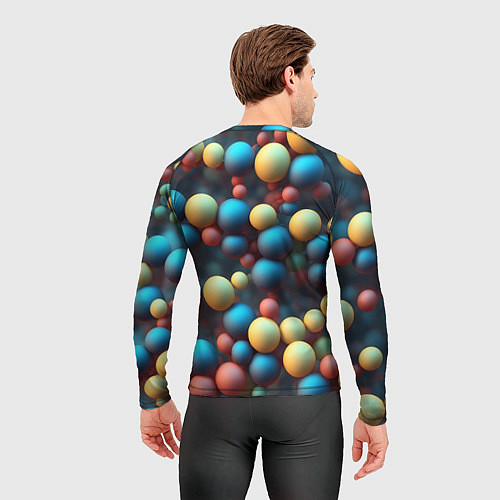 Мужской рашгард Разноцветные шарики молекул / 3D-принт – фото 4