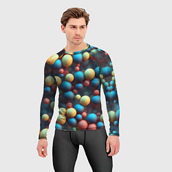 Рашгард мужской Разноцветные шарики молекул, цвет: 3D-принт — фото 2