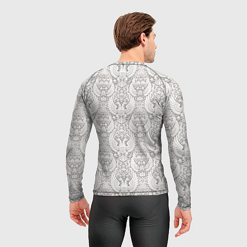 Мужской рашгард Белый русский волк и герб России / 3D-принт – фото 4