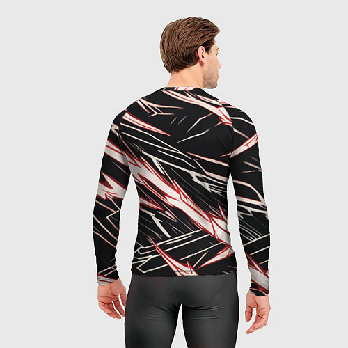 Мужской рашгард Красные и белые полосы на чёрном фоне / 3D-принт – фото 4