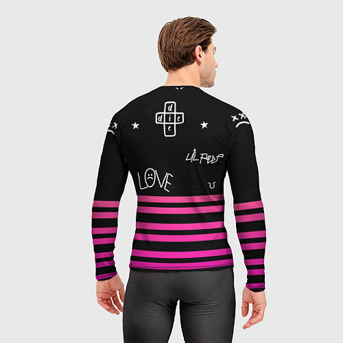 Мужской рашгард Lil Peep розовые полосы / 3D-принт – фото 4