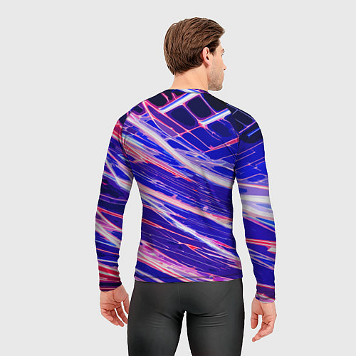 Мужской рашгард Белые и красные линии на синем фоне / 3D-принт – фото 4